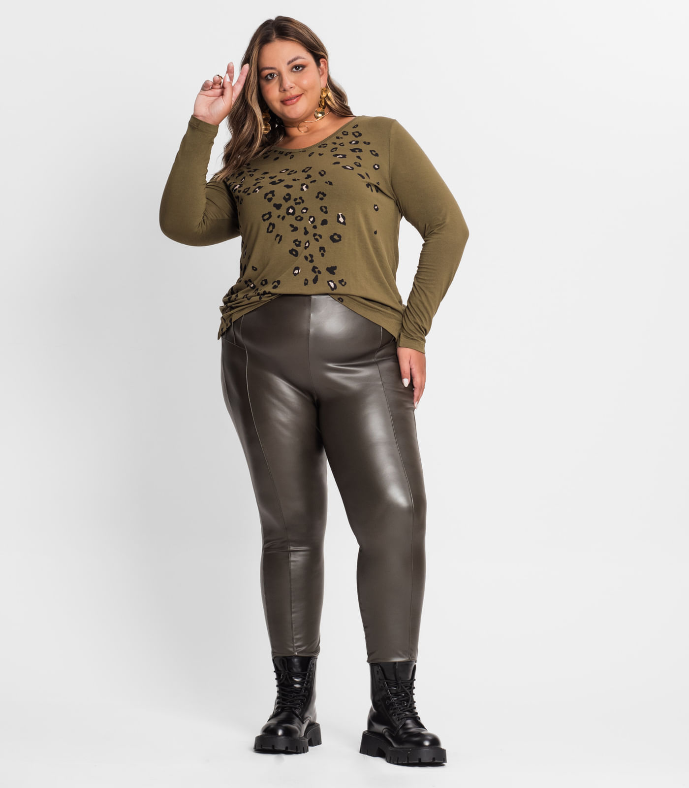 Legging Feminina Cirrê Plus Size Secret Glam Verde