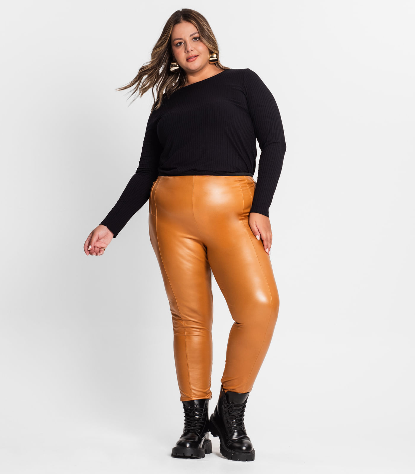 Legging Feminina Cirrê Plus Size Secret Glam Marrom