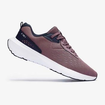 Tênis feminino de Corrida JOGFLOW 100.1 preto-rosa 34 / bordo