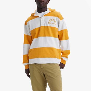 Blusa Levi's Club Rugby Amarela e Branca com Capuz Manga Longa M
