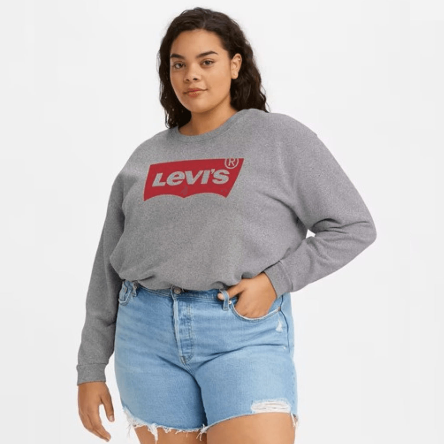 Moletom Levi's® Graphic Standard Crew Plus Size Cinza