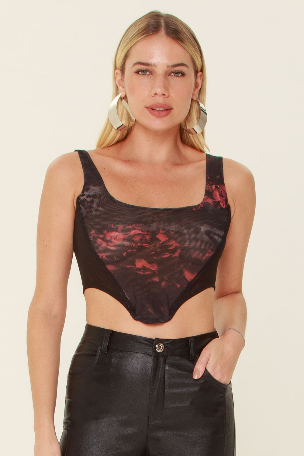 Cropped Tule Preto