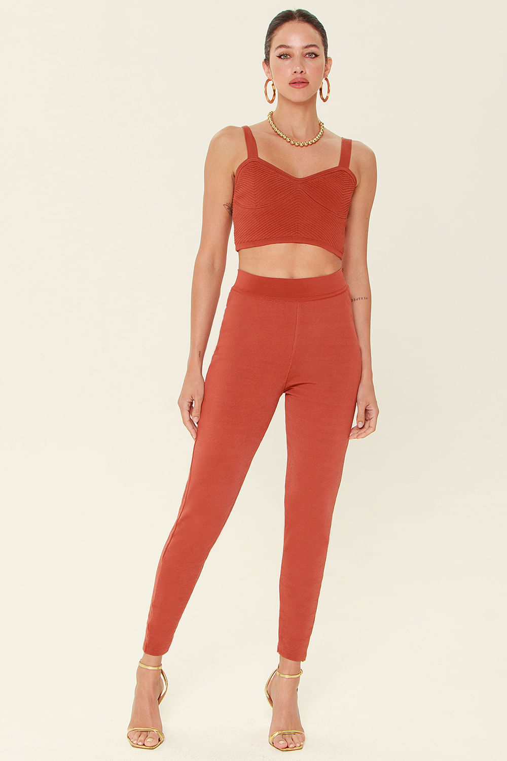 Calça Legging Tricot Vemelho