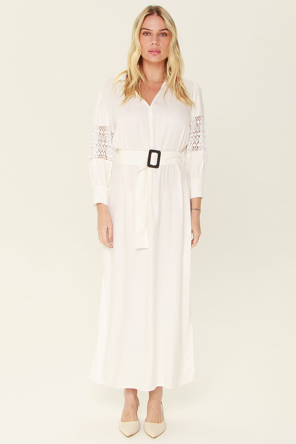 Vestido Solto Soft Renda Branco