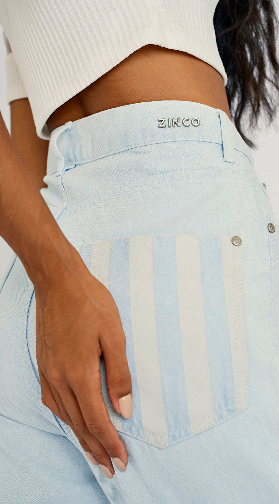 Zinco Calça Jeans Mom Cós Alto com Botão 204111 - Transwear