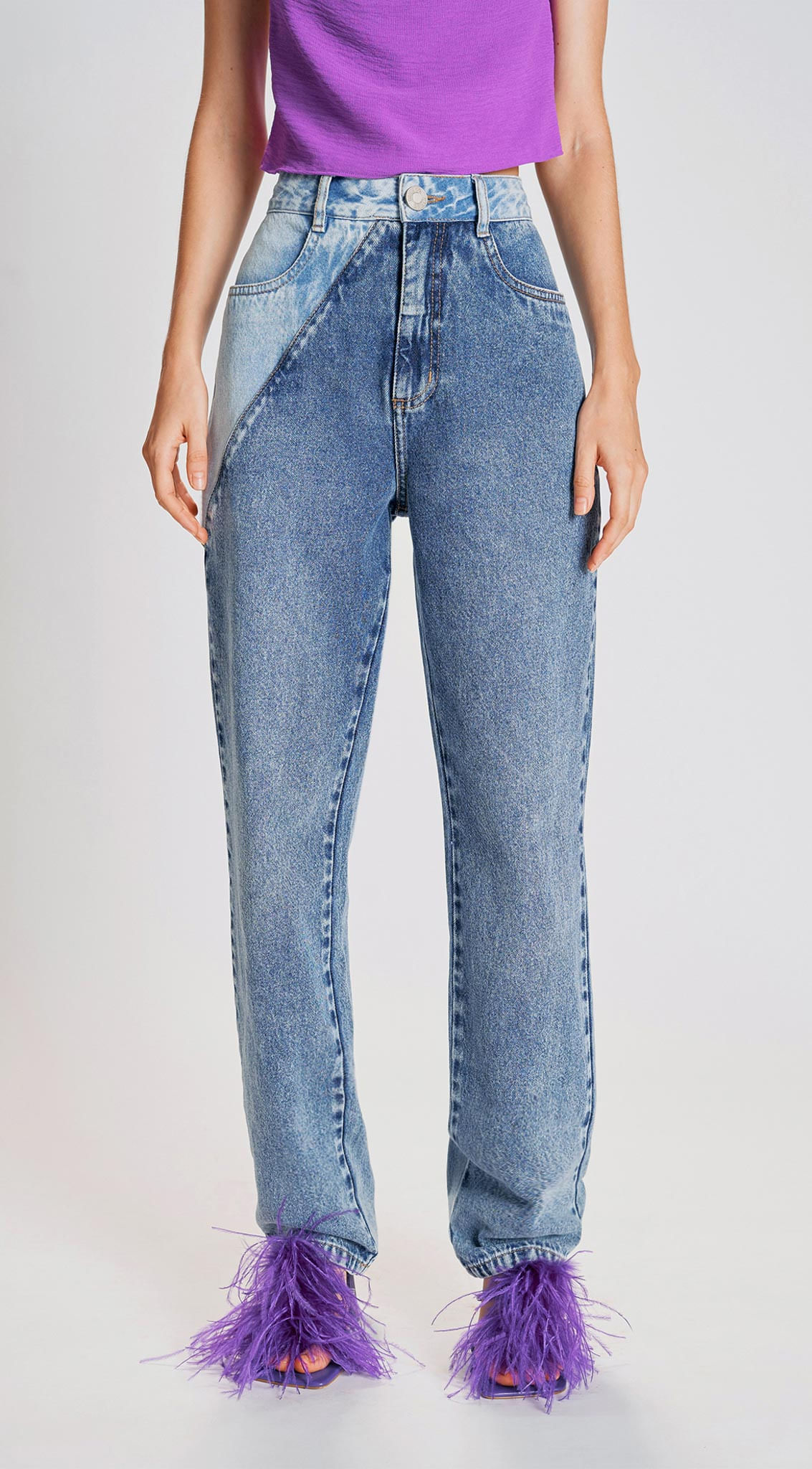 Zinco Calça Jeans Mom Cós Alto com Botão 204111 - Transwear