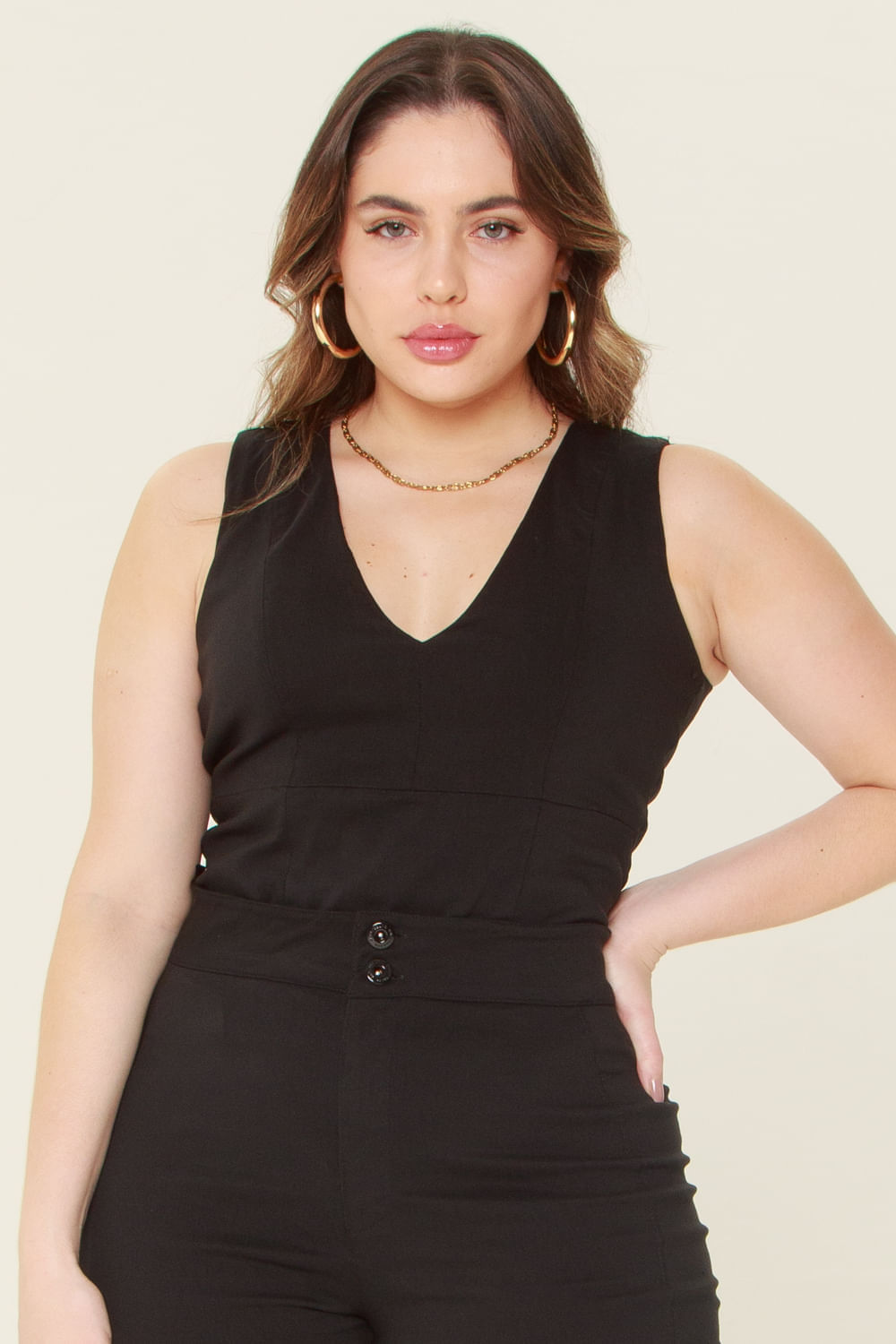 Blusa Crop Power Mais Gata Preto