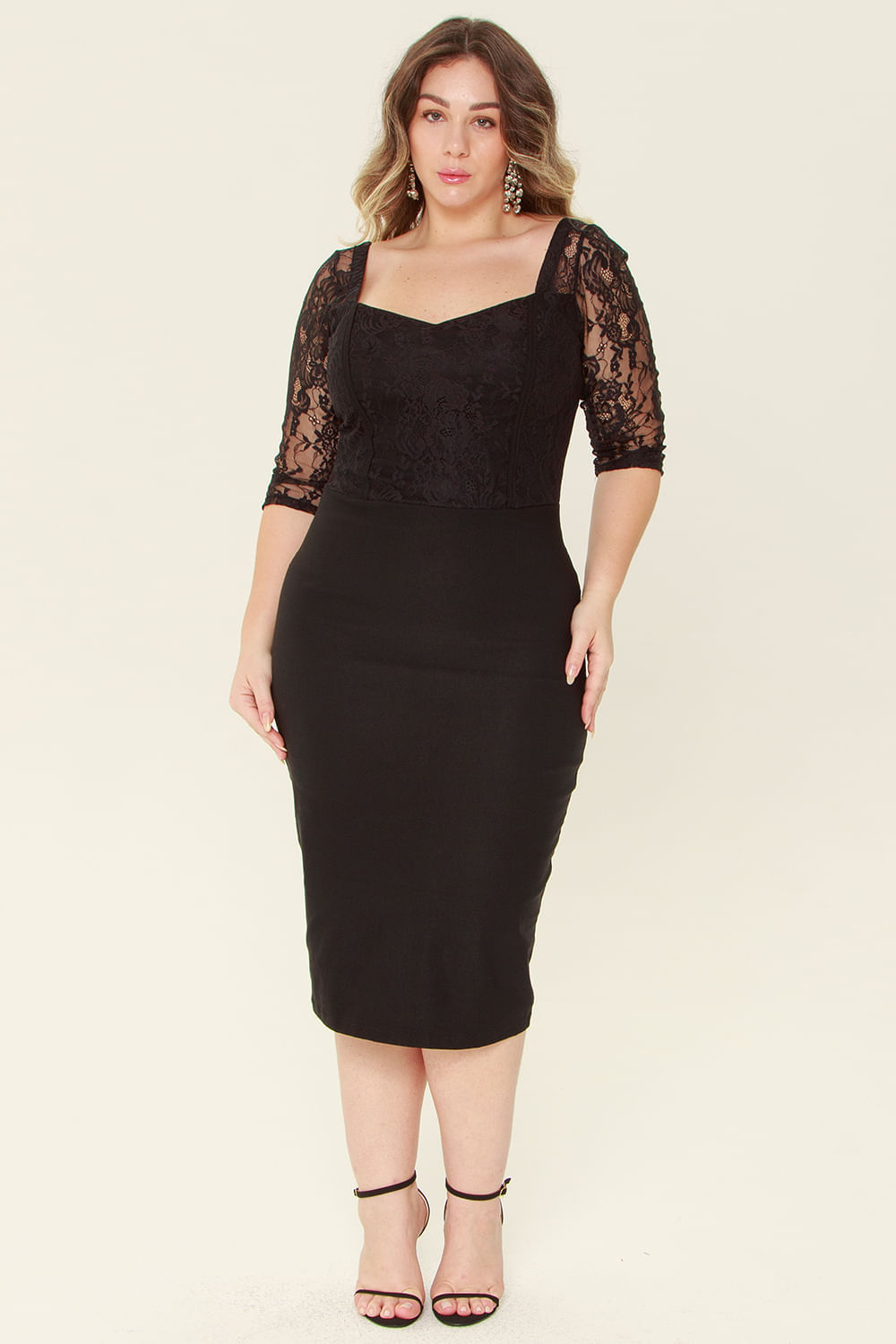 Vestido Justo Renda Mais Gata Preto