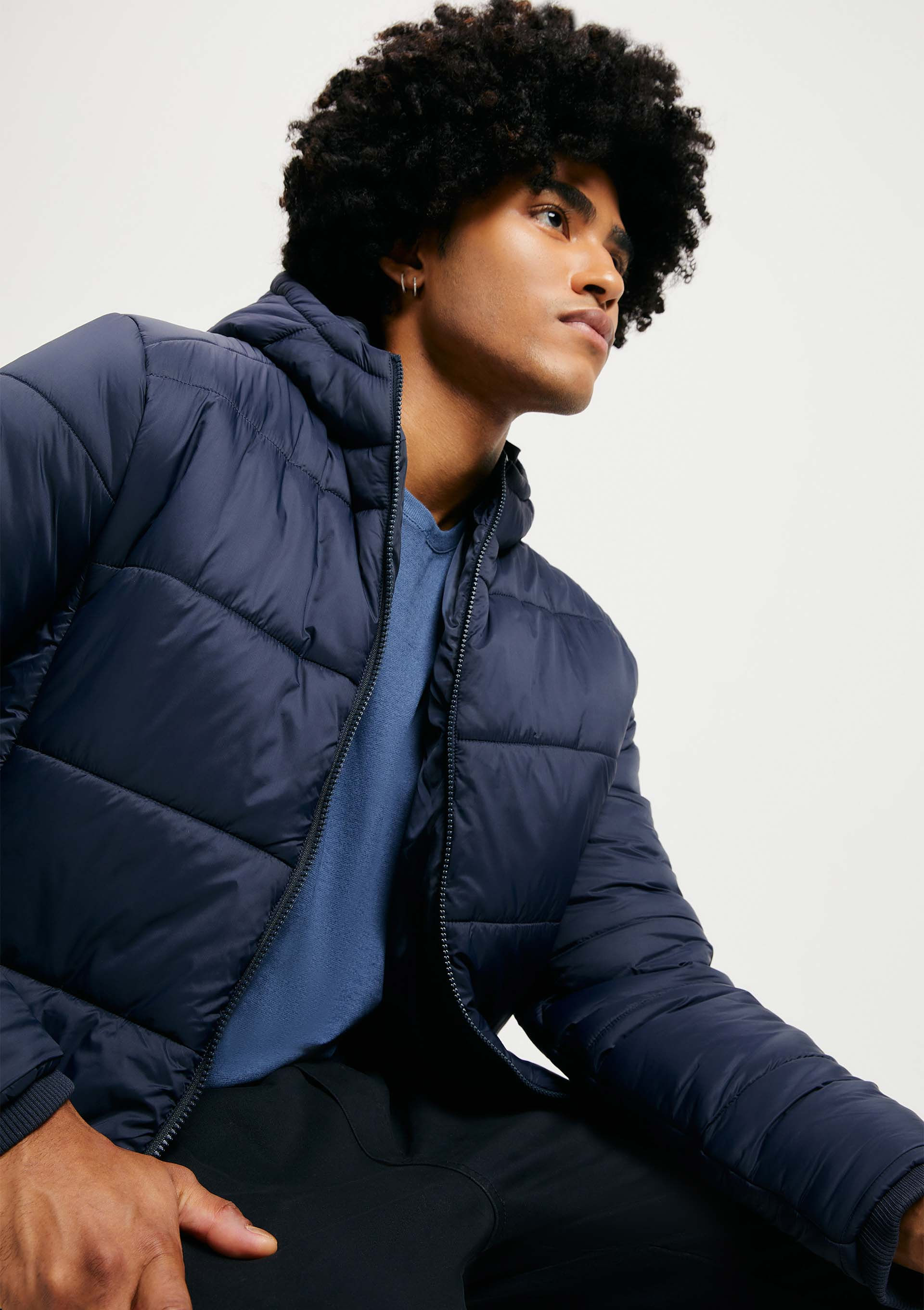 Jaqueta Básica Masculina Puffer Com Capuz
