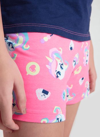 Pijama Manga Curta Algodão Menina Teen Unicórnio Kawaii 8