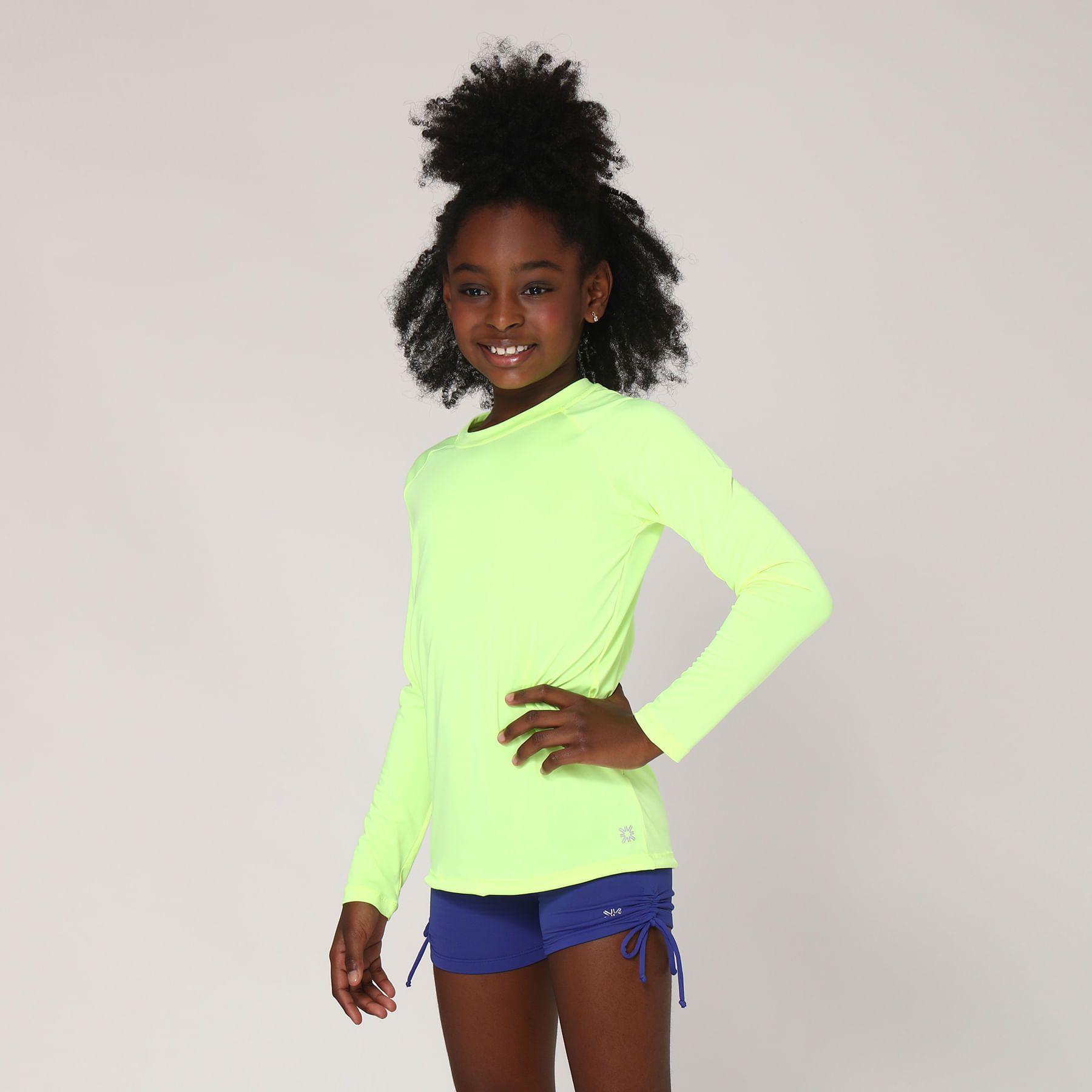 Camiseta UV Infantil Com Proteção Solar Uvlight Amarelo Flúor