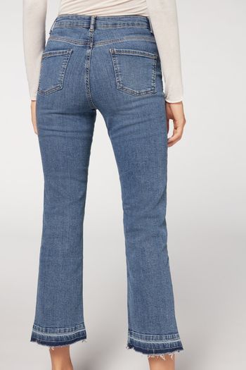Calça Jeans Cropped - Azul PP / Azul