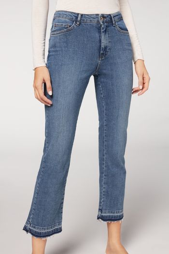 Calça Jeans Cropped - Azul PP / Azul