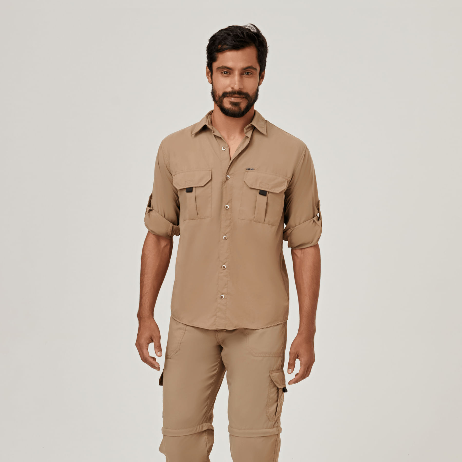 Camisa UV com Proteção Solar Masculina Tenerife Ocre