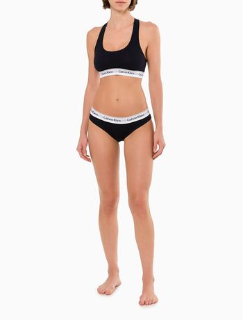 Top Feminino Nadador Básico Elástico Com Logo Underwear Calvin Klein - Preto L / Preto