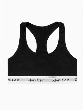 Top Feminino Nadador Básico Elástico Com Logo Underwear Calvin Klein - Preto L / Preto