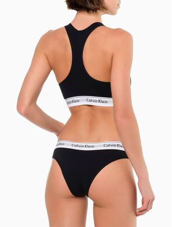 Top Feminino Nadador Básico Elástico Com Logo Underwear Calvin Klein - Preto L / Preto
