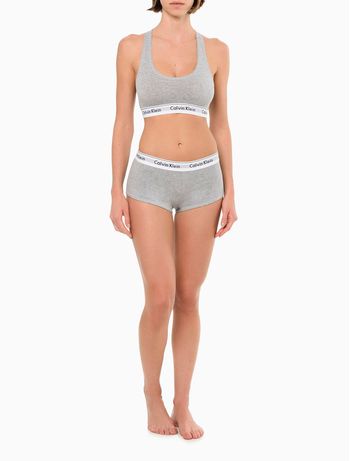Top Feminino Nadador Básico Elástico Com Logo Underwear Calvin Klein - Mescla L / Cinza