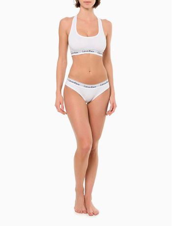 Top Feminino Nadador Básico Elástico Com Logo Underwear Calvin Klein - Branco M / Branco