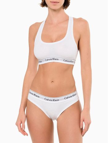 Top Feminino Nadador Básico Elástico Com Logo Underwear Calvin Klein - Branco M / Branco