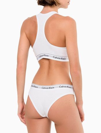 Top Feminino Nadador Básico Elástico Com Logo Underwear Calvin Klein - Branco M / Branco