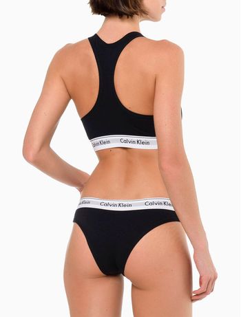 Calcinha Tanga Modern Cotton Underwear Calvin Klein - Preto S / Preto