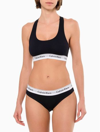 Calcinha Tanga Modern Cotton Underwear Calvin Klein - Preto S / Preto