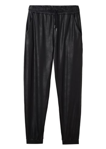 Calça Jogger Efeito Couro - Preto PP / Preto