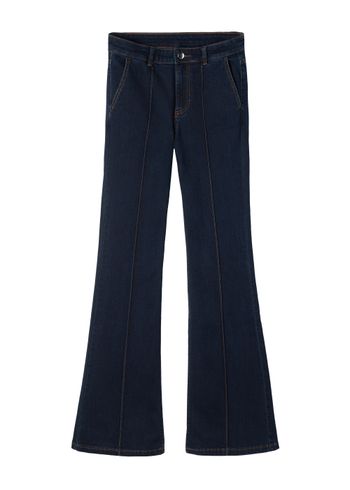 Calça Jeans Flare Com Costura Central - Azul PP / Azul