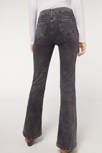 Calça Jeans Flare - Cinza M / Cinza