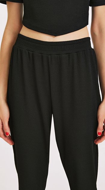 Calça Morena Rosa Comfort Cós Alto Detalhe Punho Preto 36 / Preto