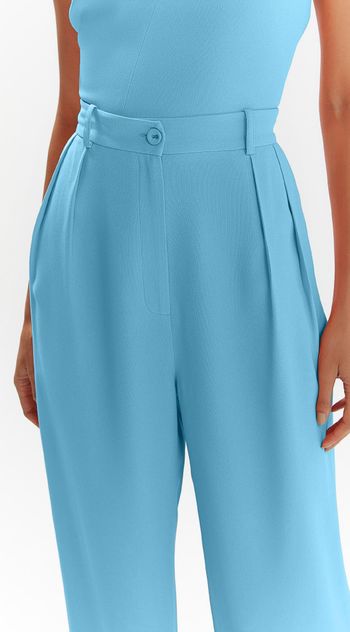 Calca Iódice Reta Cós Alto Com Pregas Azul 40