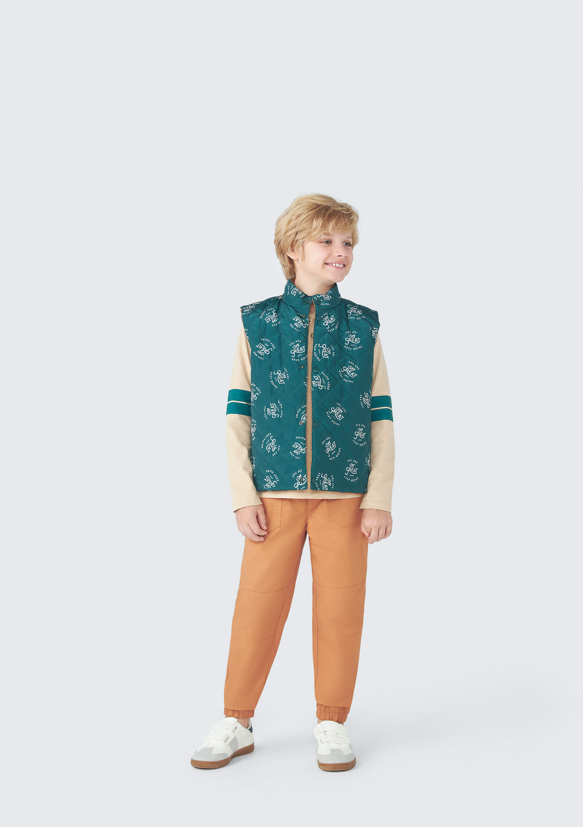 Colete Puffer Infantil Menino Gola Alta Dupla Face