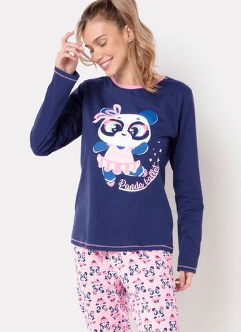 Pijama Manga Longa Feminino Algodão Panda Bailarina G