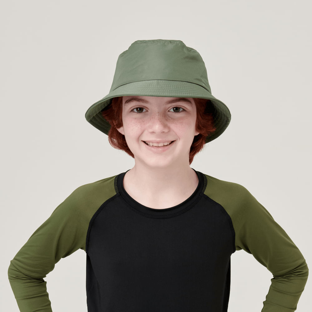 Chapéu UV Infantil Com Proteção Solar Basic Kids Verde Militar