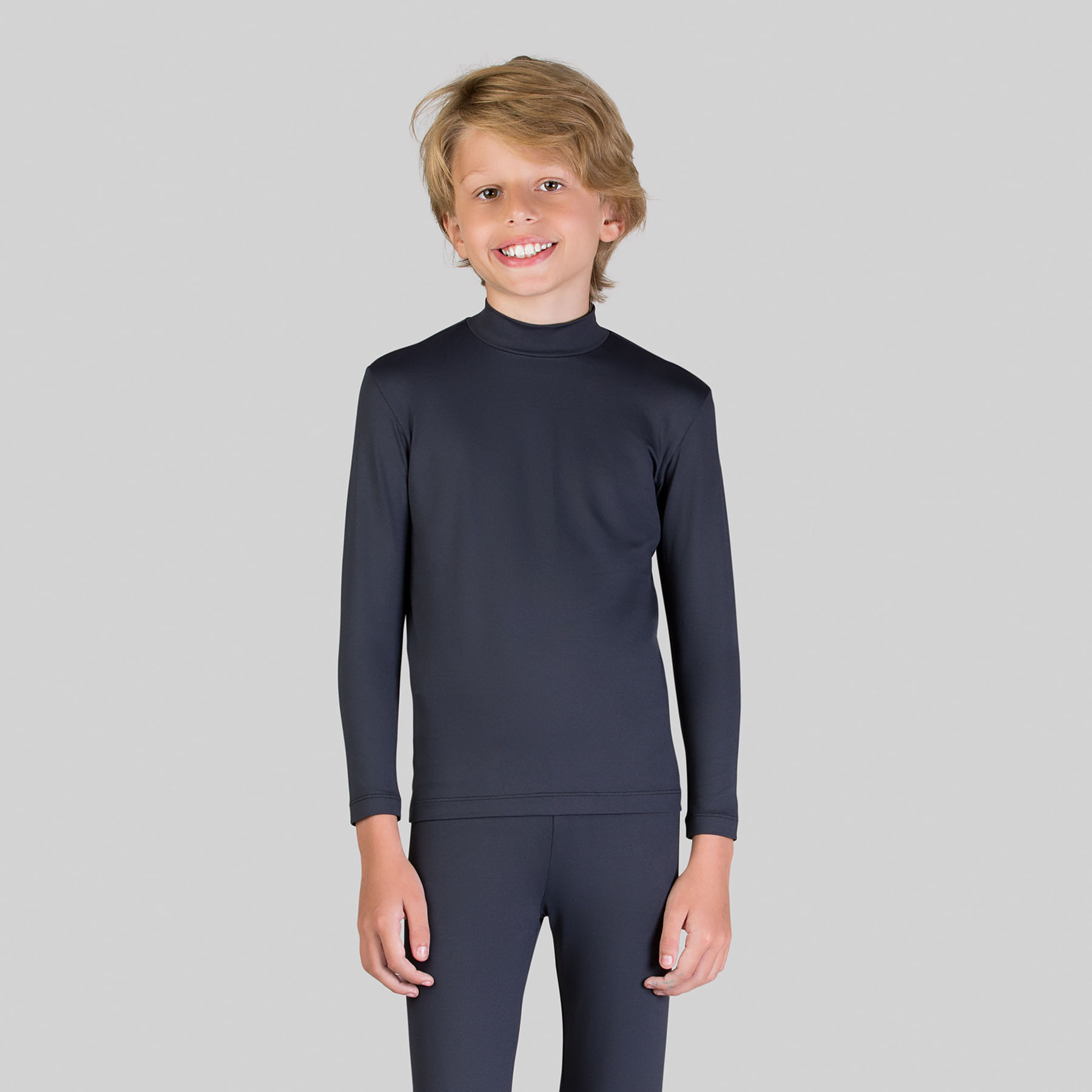 Camisa Térmica UV Infantil Com Proteção Solar Skin Gola Alta Preto