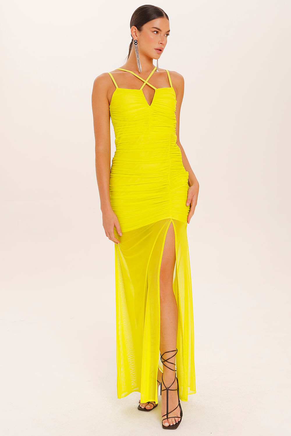 Vestido Longo Draped Amarelo