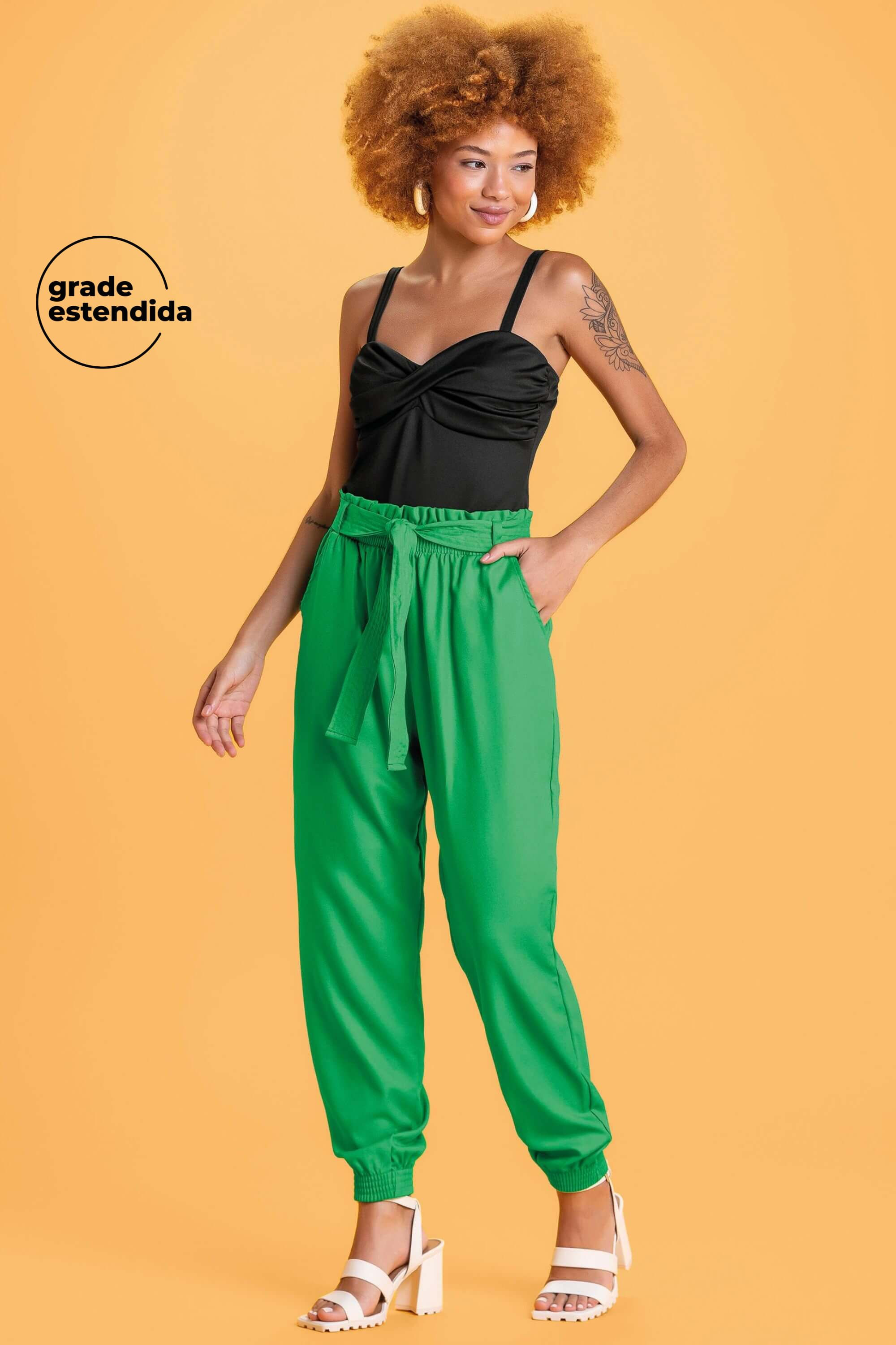 Calça Feminina com Cinto Marialícia Verde