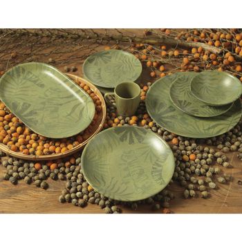 Conjunto com 6 Pratos de Sobremesa Coup Palm Tree Olive Ø21cm