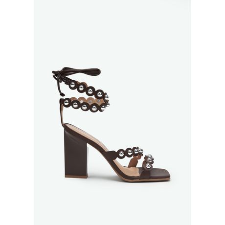 My Favorite Things Sandália Salto Grosso Com Rebites Preta