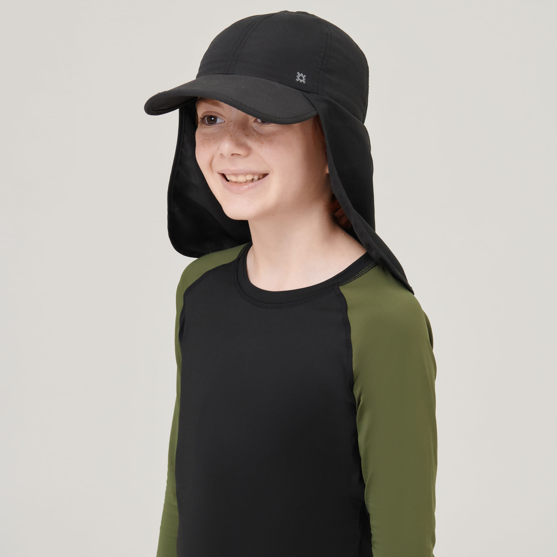 Boné UV Legionário Infantil Com Proteção Solar Teens Preto
