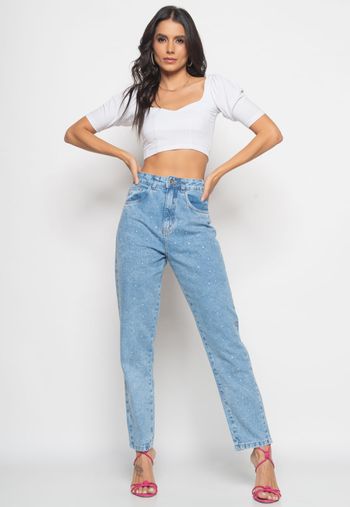 Cropped  Princesa Decote Coração Malha Canelada Branco Salvatore Fashion G