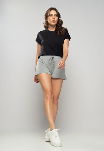 Blusa  Barra Avesso Manga Curta Malha Comfort Preta Salvatore Fashion P / Preto