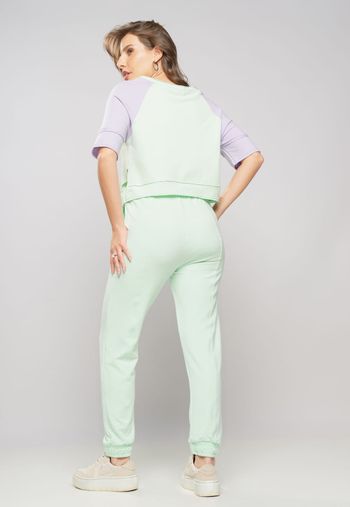 Cropped  Recorte Barra Manga Curta Malha Comfort Verde Salvatore Fashion P / Verde