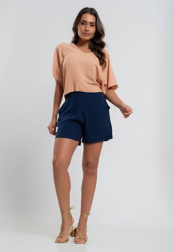 Blusa Morcego Viscolinho Bege Salvatore Fashion P / Branco
