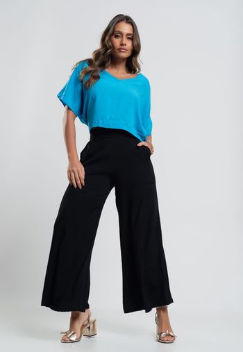 Blusa Morcego Viscolinho Azul Claro Salvatore Fashion P / Azul Claro