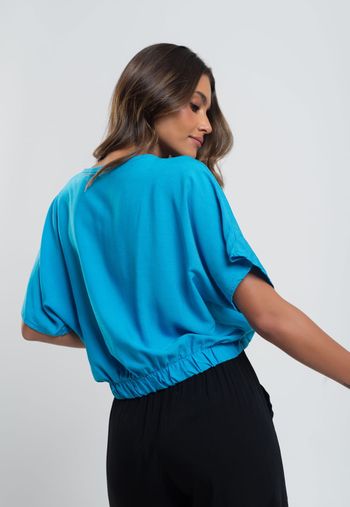 Blusa Morcego Viscolinho Azul Claro Salvatore Fashion P / Azul Claro