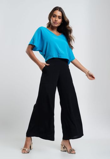 Blusa Morcego Viscolinho Azul Claro Salvatore Fashion P / Azul Claro