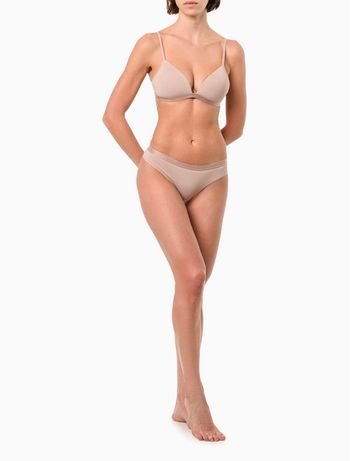 Calcinha Tanga Microfibra Soft Touch Calvin Klein Underwear - Skin Médio L / Nude