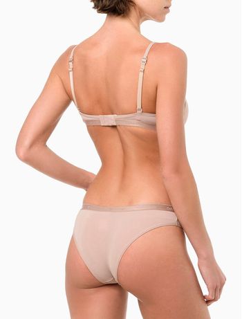 Calcinha Tanga Microfibra Soft Touch Calvin Klein Underwear - Skin Médio L / Nude